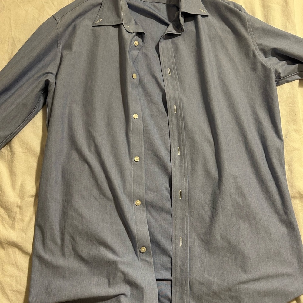 Men's Blue Button-Up Shirt uniqlo man